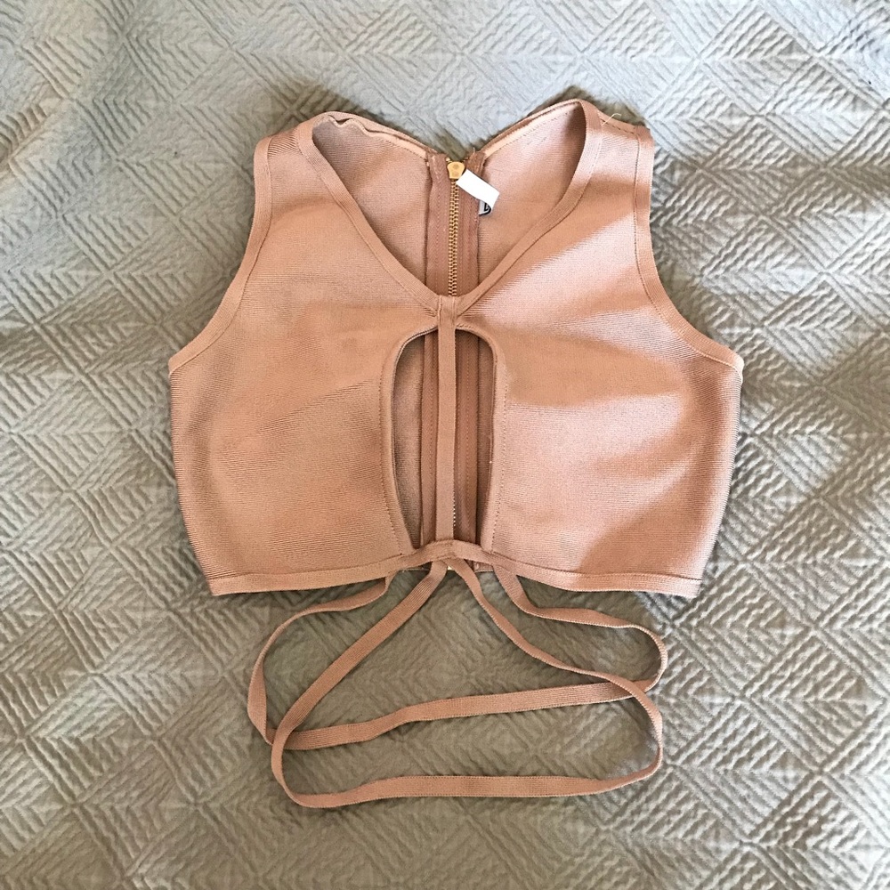 Oh Polly Hole With It Bandage Crop Top XS